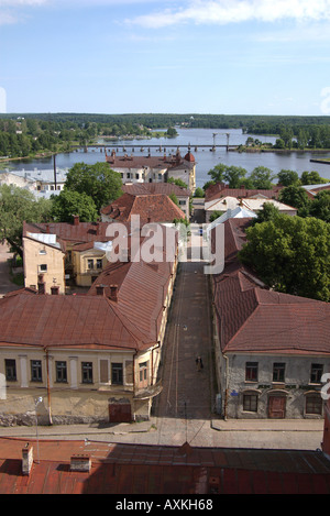 Old street à Vyborg du dessus, la Russie. Banque D'Images