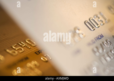 Close up de cartes de crédit Gold Banque D'Images