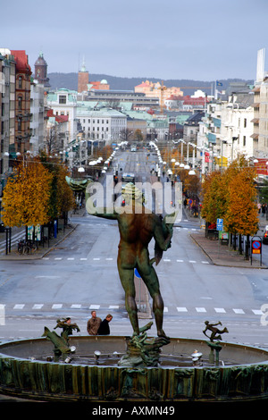 Poseidon Statue et fontaine dans Gotaplatsen, Göteborg, Suède Banque D'Images