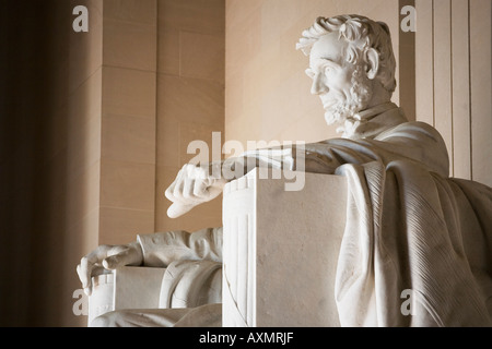 Détail d'une statue de Lincoln Memorial Washington DC USA Banque D'Images