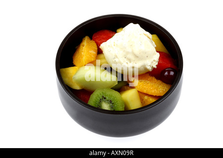 Salade de fruits et la crème glacée Banque D'Images