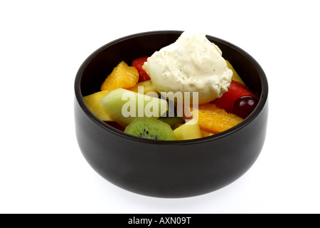 Salade de fruits et la crème glacée Banque D'Images