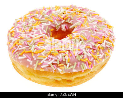 Frites fraîchement cuites Bague Donut beignet glacé ou isolé sur un fond blanc avec aucun peuple et un chemin de détourage Banque D'Images