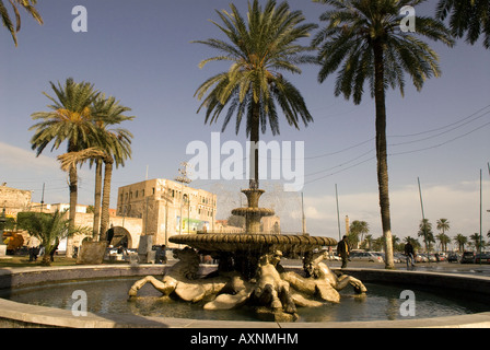 Fontaine italienne carré vert Tripoli Libye Banque D'Images