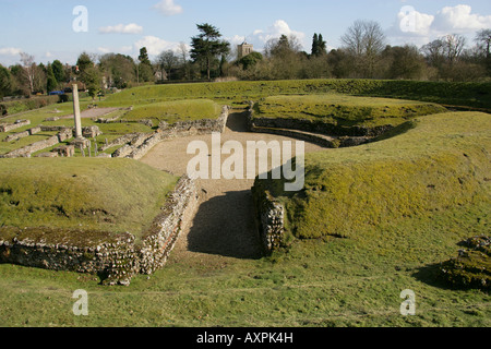 Demeure du deuxième siècle Théâtre Romain de Verulamium, St Albans, Hertfordshire. La première construction datant de l'AN140. Banque D'Images