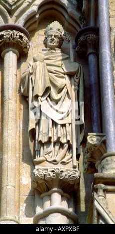 Saint Augustin d'Hippone La cathédrale de Salisbury West Front - Wiltshire Banque D'Images