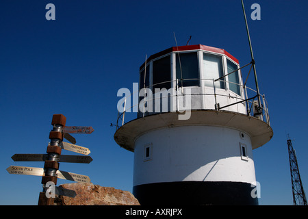 Le vieux phare et cape point d'orientation pour le parc national de table mountain Cape town western cape province afrique du sud Banque D'Images