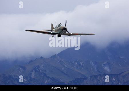 Hawker Hurricane et britannique de la DEUXIÈME GUERRE MONDIALE Avion de chasse alliés réplique grandeur Wanaka ile sud Nouvelle Zelande Banque D'Images