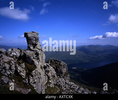 Le Sommet du Ben Arthur, le cordonnier, le Nord à la pointe vers le Loch Long, Arrochar, Argyll and Bute, Ecosse Banque D'Images