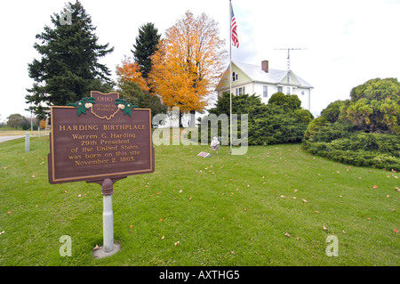 Naissance Harding Warren G 29e président des États-Unis près de Blooming Grove Ohio OH Banque D'Images