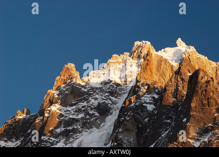 Les aiguilles de Chamonix : Dent du Crocodile, Aiguille du Plan (3673m), Aiguille du peigne (3192m) Banque D'Images