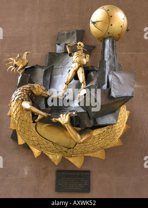 Quartier d'horloge, le defenseur du temps conçu par Jacques Monestier 1979 Paris France Europe Banque D'Images