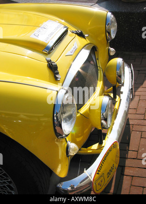 Détail d'un jaune vif avant d'Austin Healey classic car à Horneland International Rally Pays-Bas Banque D'Images