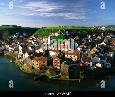 Vue sur Staithes Bar de vache Nab Banque D'Images