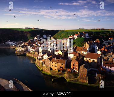 Vue sur Staithes Bar de vache Nab Banque D'Images