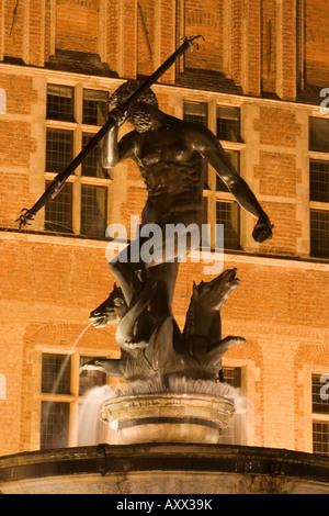 La fontaine de Neptune, Dlugi Targ (marché), Gdansk, Pologne, l'Europe occidentale, Banque D'Images