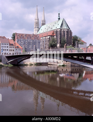 Altstadtbrücke Görlitz,,, Südost-Ansicht Peterskirche und Waidhaus Banque D'Images