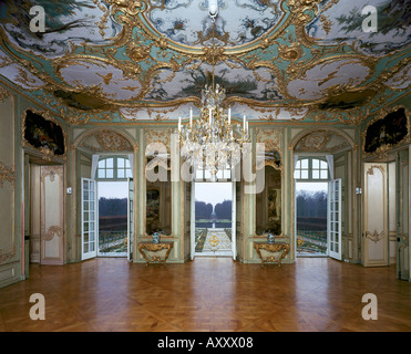 Brühl, Schloß Augustusburg, Großes Haus, Audienzsaal, Blick in den Park Banque D'Images