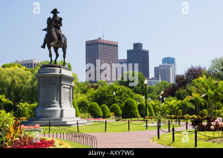 Statue de George Washington à cheval, Jardin Public, Boston, Massachusetts, USA Banque D'Images