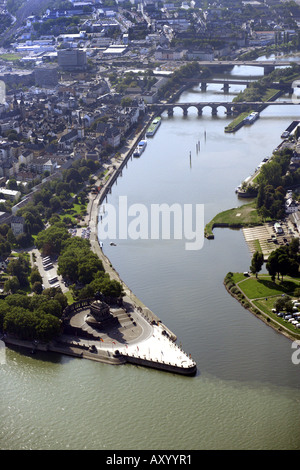 Deutsches Eck (coin allemand), langue de terre à l'embouchure de la rivière de la Moselle dans le Rhin, l'Allemagne, l'Rhineland-Palatina Banque D'Images