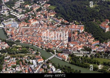 Vieille ville de Landshut au fleuve Isar, résidence du gouvernement de la Basse Bavière, Allemagne, Bavaria, Landshut, Basse-Bavière Banque D'Images