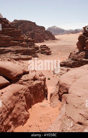 Le désert de Wadi Rum, Jordanie, Moyen-Orient Banque D'Images