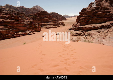 Le désert de Wadi Rum, Jordanie, Moyen-Orient Banque D'Images