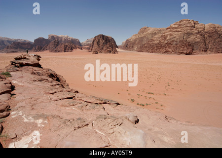 Le désert de Wadi Rum, Jordanie, Moyen-Orient Banque D'Images