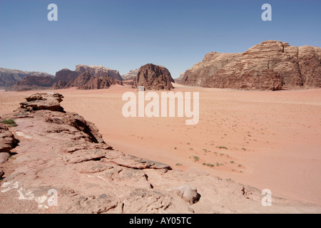 Le désert de Wadi Rum, Jordanie, Moyen-Orient Banque D'Images