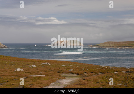 Round Island Lighthouse de Tresco Banque D'Images