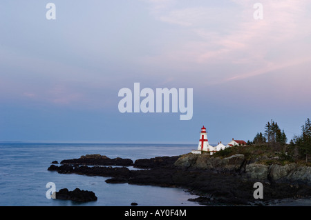 East Quoddy phare au coucher du soleil l'île Campobello Nouveau-Brunswick Canada Banque D'Images