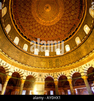 Intérieur du Dôme du Rocher, Jérusalem Banque D'Images