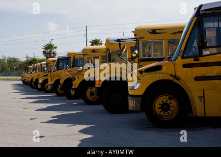 Ligne d'autobus scolaires Banque D'Images