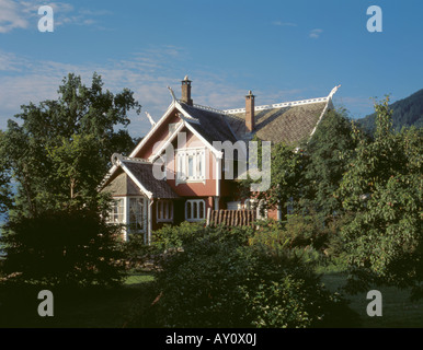 Style 'Suisse' house, balestrand, sognefjord, Sogn og Fjordane, en Norvège. Banque D'Images