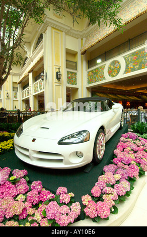 Une Corvette blanche voiture GM à l'affiche au Casino Beau Rivage de Biloxi, Mississippi USA Banque D'Images