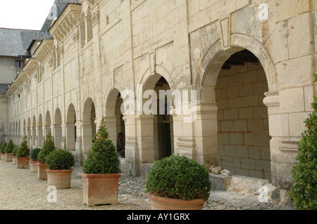 Cour intérieure à l'intérieur de l'abbaye de Fontevraud, France Banque D'Images