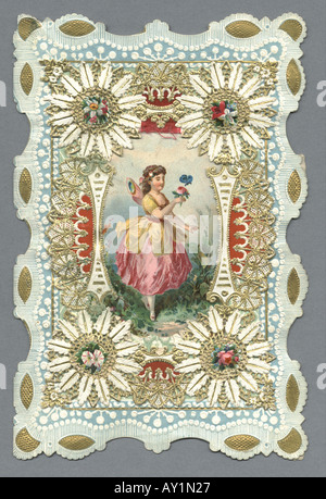 Carte de voeux Saint Valentin la reine des fées vers 1880 Banque D'Images