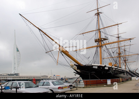 Le HMS Warrior, lancé en 1860 dans le port de Portsmouth, Hampshire, GB UK Banque D'Images