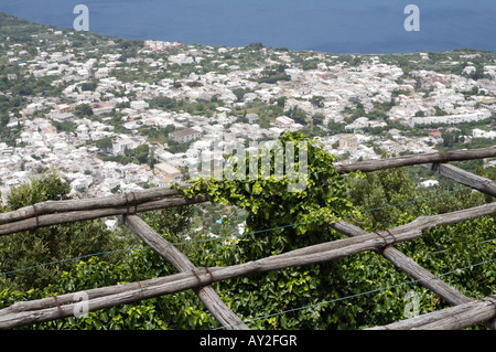 Une élévation de la vue sur l'île de Capri Capri, dans la baie de Naples en Italie, extrait de la Télécabine Banque D'Images