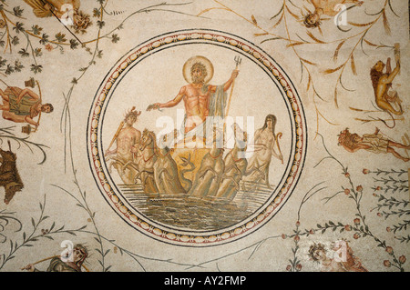 Mosaïque de triomphe de Neptune, Musée du Bardo, Tunis, Tunisie Banque D'Images