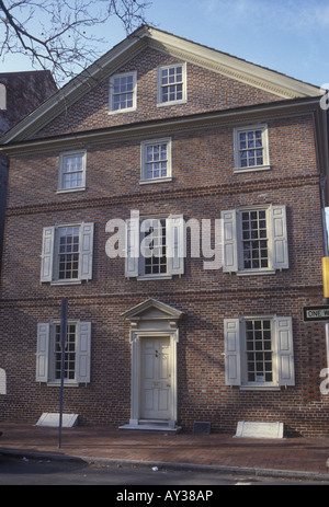 Maison de ville de style colonial américain sur la société Hill à Philadelphie, c. 1760 - 1770 Banque D'Images