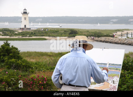 Peinture d'un artiste à Edgartown sur Marthas Vineyard Banque D'Images