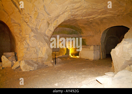 Israël Beit Shearim intérieur d'une catacomb Banque D'Images