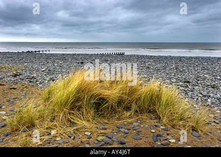 Borth beach, près de Aberystwyth, Pays de Galles, Royaume-Uni Banque D'Images