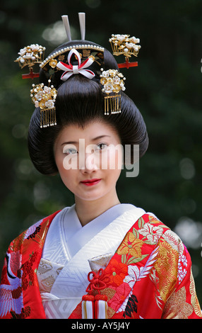 Portrait de femme portant un costume traditionnel Japon Banque D'Images