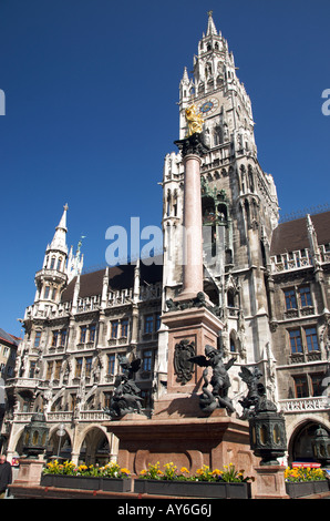 La Marienplatz, Munich Banque D'Images