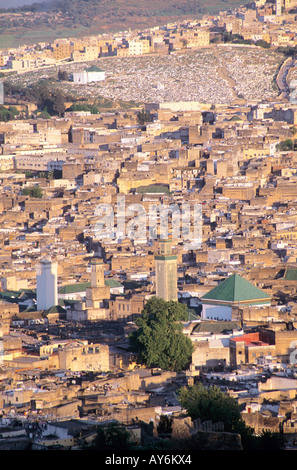 Maroc : le Moyen Atlas sur la Médina de Fès Banque D'Images