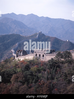 Grande Muraille de Chine, Beijing, Badaling et au nord-est, la République populaire de Chine Banque D'Images