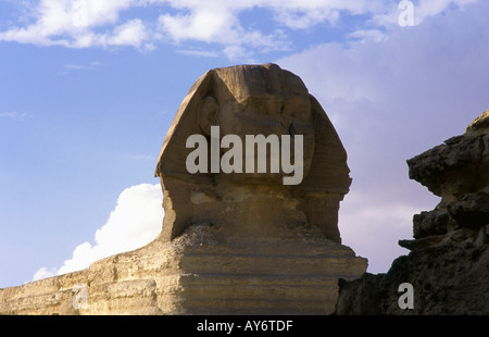 Grand Sphinx de Gizeh Temple vallée Caire République arabe d'Egypte Afrique du Nord Moyen-orient égyptien Banque D'Images