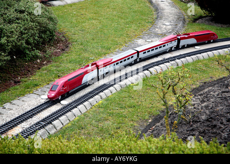 Train à grande vitesse Thalys Modèle de Mini-Europe village modèle, Bruxelles Banque D'Images